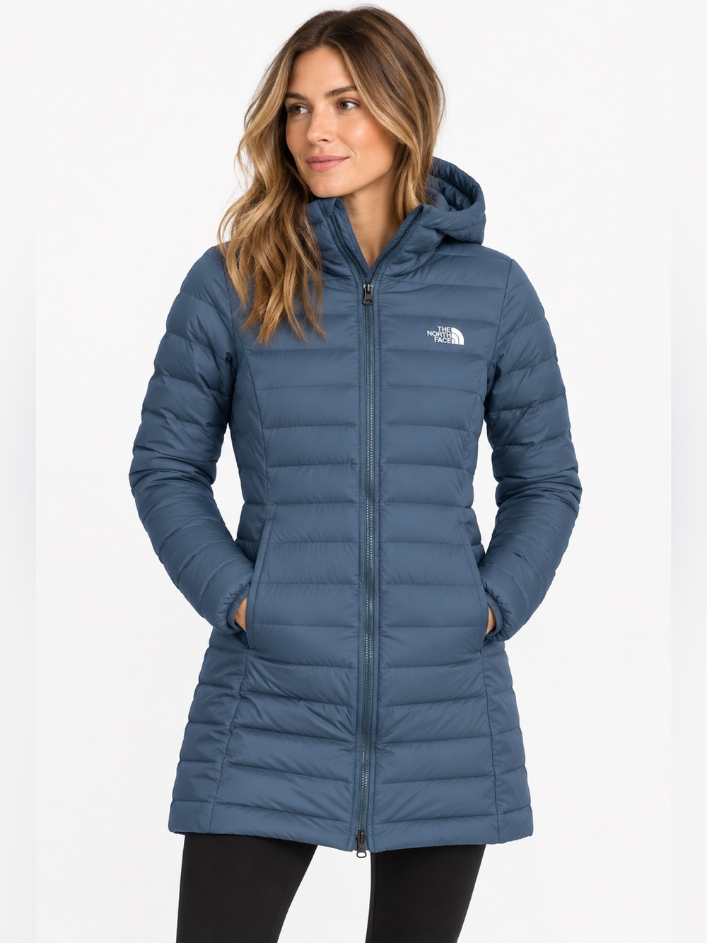 The North Face Belleview Stretch Long Down Parka, shady blue size XS